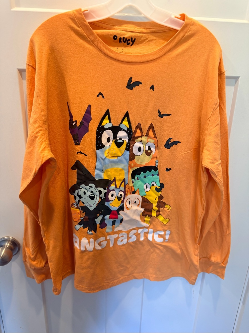 Bluey Fangtastic Halloween Orange Long Sleeve Graphic Tee Adult XL